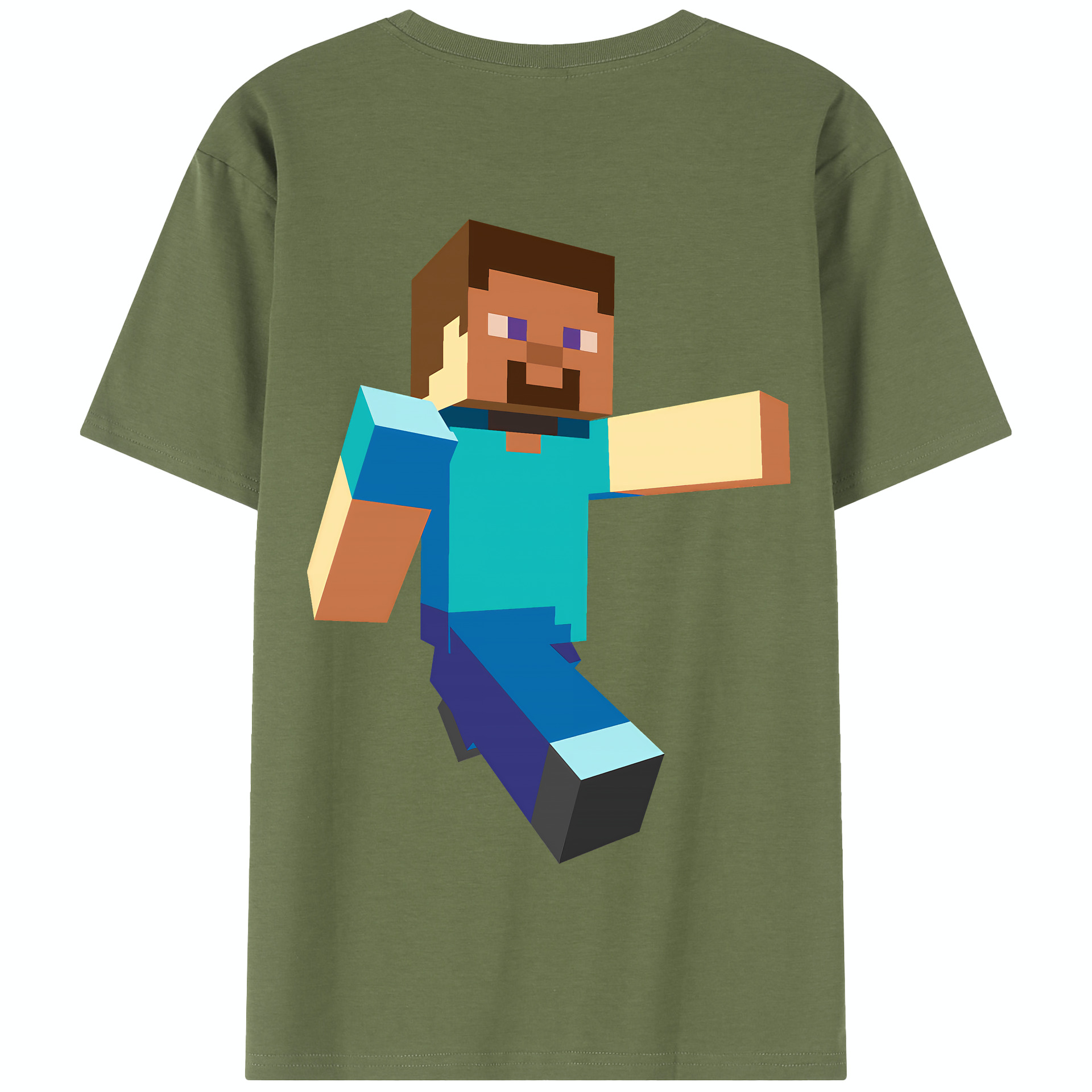 （画像用） マインクラフト ブロックの世界 Minecraft MC Block world 綿100％半袖Tシャツ（背面プリント）